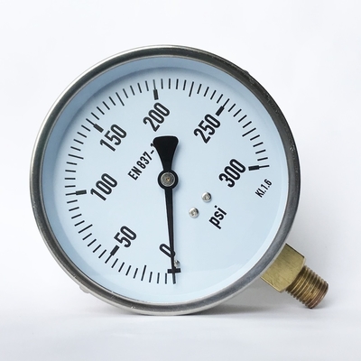 100m m un manómetro más bajo de la fontanería del soporte de la conexión de cobre amarillo inferior del indicador de presión de 300 PSI