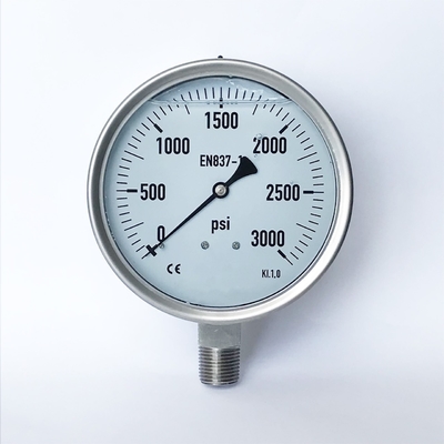 3000 PSI kilolitro 1,0 125m m todo el indicador de presión de acero inoxidable Glycerinum llenaron el manómetro