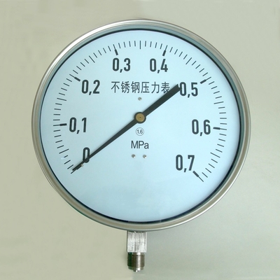 200m m todo el manómetro grande de acero inoxidable del dial del CL 1,6 del MPa del indicador de presión 0,7