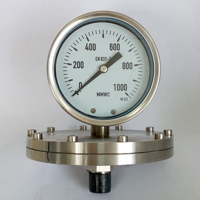 indicador de presión del dial de 100m m 1000 MMWC que cristaliza el indicador de presión mecánico