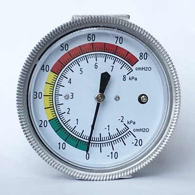 la presión de KPa 80 MmH2O Ss del indicador de presión de la cápsula de 63m m 8 calibra la conexión de cobre amarillo