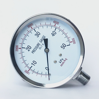 el indicador de presión radial de 80m m 5000 MmAq Chrome plateó el indicador de presión dual de la escala