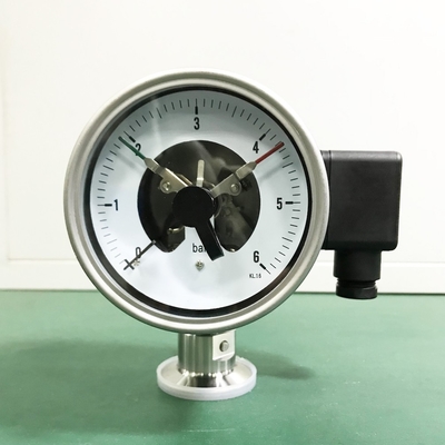 Indicador sellado diafragma eléctrico radial del dial de la barra 100m m del indicador de presión del contacto de la dirección 6