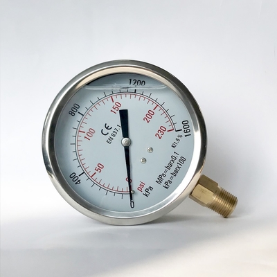 indicador de presión llenado glicerina de acero inoxidable del manómetro del indicador de presión de 1600kPa 100m m