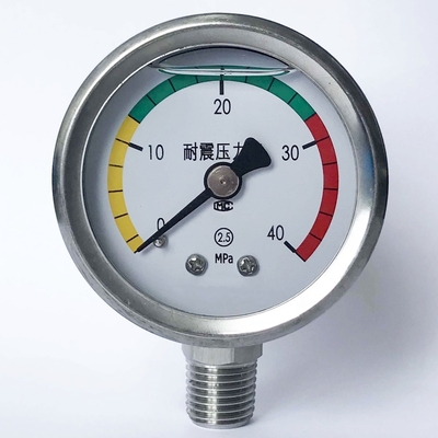 El MPa 2&quot; 40 baja el dial colorido del NPT del manómetro 1/4 del soporte todo el indicador de presión de acero inoxidable