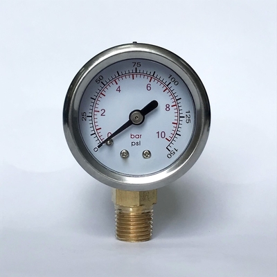 1,5 avanza lentamente el manómetro de Fillable del aceite de 300 PSI indicador de presión llenado líquido del soporte de la parte inferior de 1/8 pinta