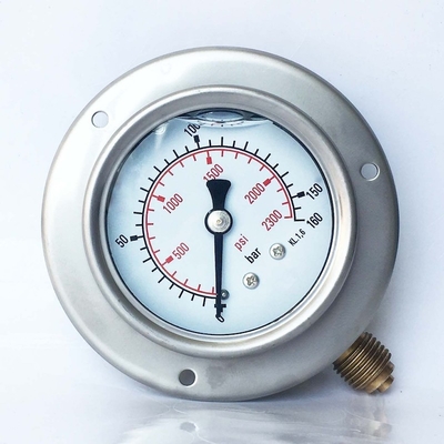 2300 PSI líquido del indicador de la presión de carburante del reborde de la barra del indicador de presión de 2,5 pulgadas 160 llenado