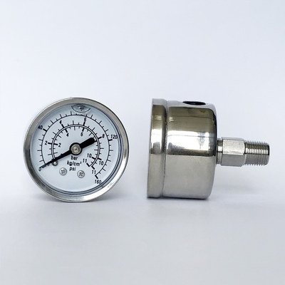 Barra 11 soporte axial del manómetro de la escala del triple del indicador de la presión del aceite de 1,5 pulgadas lleno de fluido