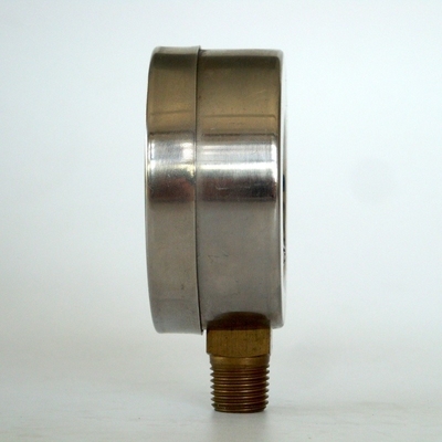 barra de acero inoxidable del indicador de presión de 63m m 12 manómetro de cobre amarillo de Internals de la escala dual de 160 PSI