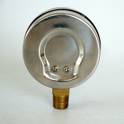 barra de acero inoxidable del indicador de presión de 63m m 12 manómetro de cobre amarillo de Internals de la escala dual de 160 PSI
